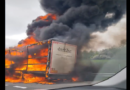 Požiar kamiónu na diaľnici