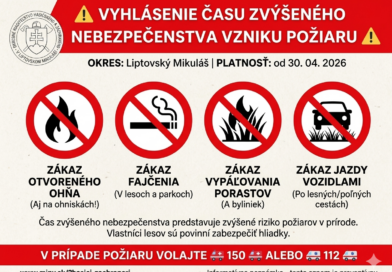 VYHLÁSENÝ ČAS ZVÝŠENÉHO NEBEZPEČENSTVA VZNIKU POŽIARU