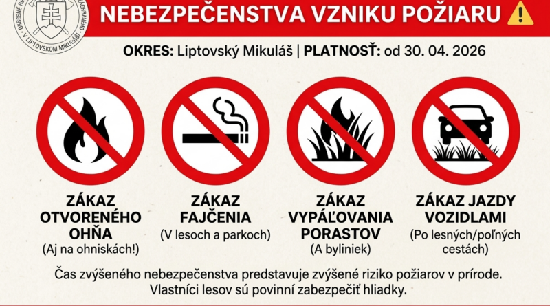 VYHLÁSENÝ ČAS ZVÝŠENÉHO NEBEZPEČENSTVA VZNIKU POŽIARU