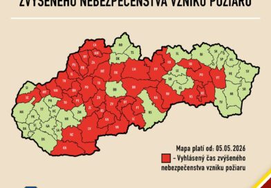 MAPA OKRESOV S VYHLÁSENÝM ČASOM ZVÝŠENÉHO NEBEZPEČENSTVA VZNIKU POŽIAROV