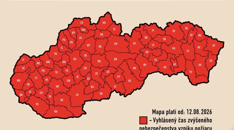 CELÉ SLOVENSKO JE V ČERVENOM🔴 RIZIKO POŽIAROV JE MIMORIADNE VYSOKÉ